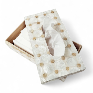 Boîte à mouchoirs en nacre faite à la main, vente en gros, boîte décorative en incrustation de coquillages pour la vente au détail - Product Image 1