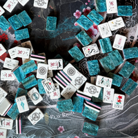Tuiles de Mahjong Américain de Luxe en Acrylique Gravé, Collection Designer Oiseaux Nacrés, 160 Tuiles, Perle Bleue Crane