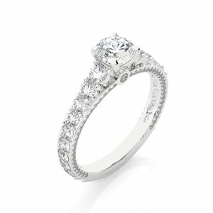 Bague de fiançailles en diamant solitaire taille ronde avec accents - Product Image 4