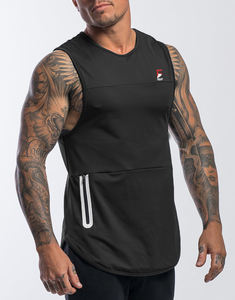 Camiseta sin mangas de algodón informal para hombre, Camiseta deportiva de LICRA de secado rápido para gimnasio, venta al por mayor, ropa deportiva estampada, diseño de punto para correr - Product Image 2