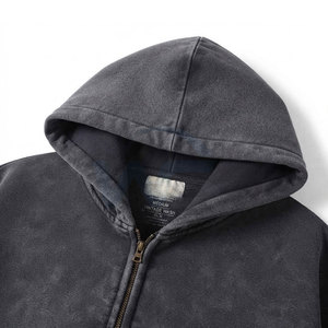 Sudadera con capucha informal con cremallera, efecto desgastado por el sol, para hombre, estilo urbano relajado, para uso diario y actividades al aire libre. - Product Image 3