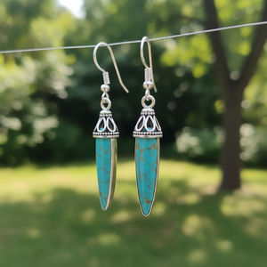 Handmade <b>Silver</b>-Filled Turquoise Dangle <b>Earrings</b> - Product Image 2