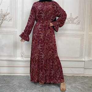 Kaftan modesto de estilo turco, cuello alto, estampado informal, Abaya, tela de gasa bordada, vestido de baile, ropa de diario Natural, fábrica - Product Image 6