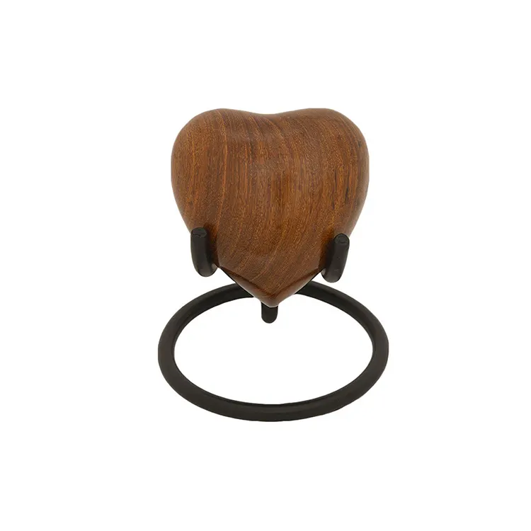 Urnas de cremación de madera personalizadas, urnas artesanales en forma de corazón de palisandro para cenizas de mascotas
