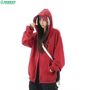 Sweat à capuche zippé intégral décontracté en molleton 100 % coton de qualité supérieure, coupe classique, style tendance pour l'hiver - Product Image 2