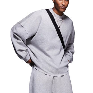 OEM/ODM 100% sudaderas de lana de tela de algodón hombros caídos peso pesado grueso 450GSM sudaderas de hombre de gran tamaño Boxy fit - Product Image 6