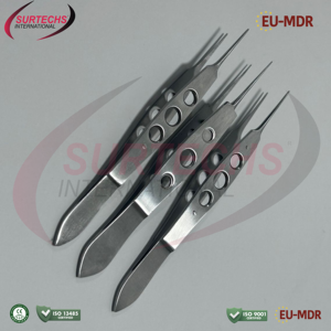 Juego de 2 Pinzas de Ligadura McPherson Rectas |   Instrumento de Microcirugía Oftálmica |   Pinzas Quirúrgicas de Precisión de Acero Inoxidable Clase I - Product Image 3