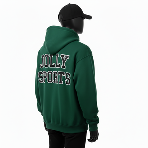 Sudadera con Capucha Premium de 350 GSM con Cremallera, Felpa Suave de Algodón y Poliéster, Color Verde, Parche Frontal con Bordado, Logotipo Personalizado, Sudadera Básica con Cremallera - Product Image 5