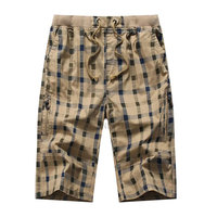 Shorts longs pour homme 100% Coton en toile unie, respirants, infroissables, style urbain, taille mi-haute, avec poche zippée et taille élastique