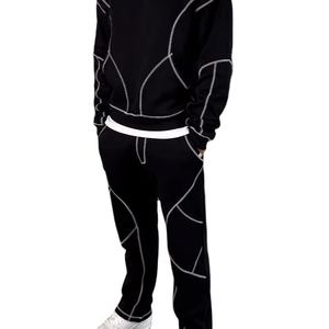 Conjunto de Sudadera con Capucha y Pantalones Acampanados de Felpa Gruesa Transpirable 100% Algodón con Logo Casual para Invierno - Product Image 4