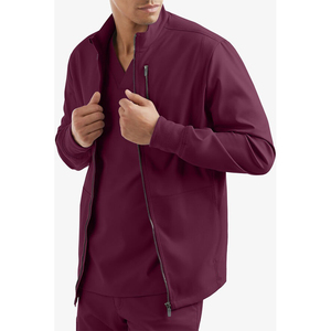 Meilleure qualité Design hommes Stretch gommage vestes vêtements de travail infirmière hôpital uniforme hommes échauffement gommages 4 poches veste fermeture éclair avant - Product Image 3
