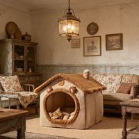 Casa para Mascotas 2 en 1 Plegable para Interiores, Cama para Gatos Tipo Cueva, Cama Portátil de Felpa Cálida para Gatitos