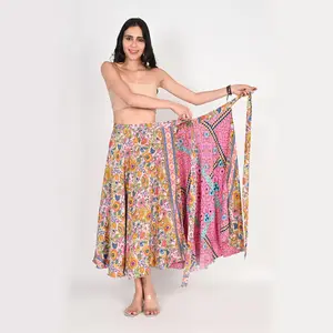 Traditional and Modern Designs Reversible Sari <b>Long</b> Wrap <b>Skirt</b> for Women - Product Image 1