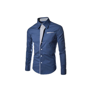 เสื้อเชิ้ตผู้ชายสีฟ้าอ่อนทรงเข้ารูปแขนยาวติดกระดุมลงแบบทางการธุรกิจลำลองสำหรับงานแต่งงานปาร์ตี้คลาสสิกมีสไตล์ - Product Image 5