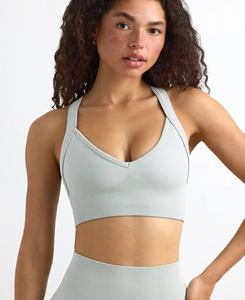 Soutien-gorge léger en spandex sans couture, grande taille, écologique, à bretelles croisées avec logo frontal, idéal pour le sport, le fitness et les vêtements de sport - Product Image 1