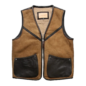 Chaleco de Motocicleta de Cuero para Hombre, Talla Grande, Transpirable, Impermeable, de Manga Larga, Chaleco de Cuero Vacuno de Alta Calidad Resistente al Viento - Product Image 3