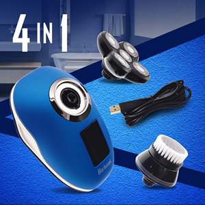 Rasoir rotatif rechargeable pour usage humide et sec, lames en acier inoxydable, brosse nettoyante et polissante, écran numérique - Étanche IPX7, lavable - Product Image 5