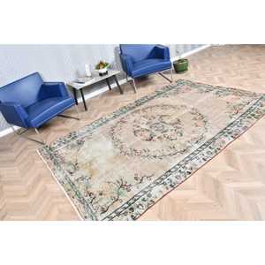 5.4x8.5 ft Rug, Vintage Turkish Large Rug, <b>Brown</b> <b>Wool</b> Rug - Product Image 2