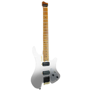 Guitare électrique couleur bois naturel avec corps en acajou, quincaillerie noire, trémolo, possibilité de personnalisation - Product Image 5