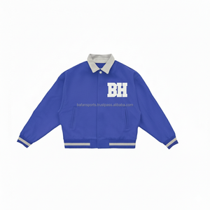 Veste universitaire de luxe 420GSM en laine mélangée bleu royal gris broderie personnalisée Logo classique unisexe Design vestes universitaires pour femmes - Product Image 1