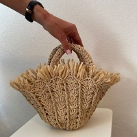 Sacs fourre-tout en jute naturel de conception luxueuse de petite taille avec des poignées rondes sacs utilisables quotidiens en toile de luxe parfait de qualité supérieure