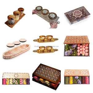 Nuevo contenedor de alimentos secos de bandeja de madreperla con incrustaciones de madera, caja de madera y acrílico, Chocolate Bandejas para servir, artesanías RF - Product Image 6