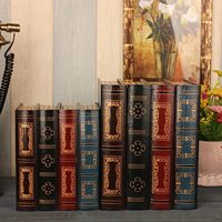 2 packs de boîtes de rangement pour livres anciennes en bois vintage Poubelle décorative pour livres