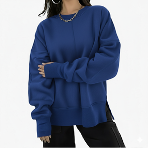 Meilleure fabrication sweat-shirt pour femme 100% coton matériau respirant logo personnalisé impression épaule tombante solide OEM - Product Image 1