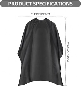 Tactus Industries TI-HDC-666 Cape de Coiffure Noire Écologique à Boutons Pression en Polyester Résistante à l'Eau Unisexe - Product Image 2