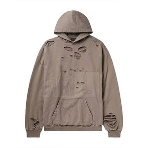 Custom Design High Quality <b>Pullover</b> <b>Men</b> Basics Distressed Hoodies Solid Casual Plus Size <b>Men</b> Basics Distressed Hoodies - Product Image 1