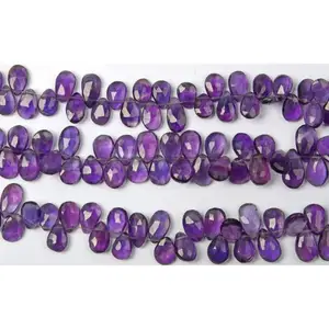 Natural Amethyst Gemstone Beads Pear Shape Faceted Beads Wholesale amethyst drilled Beads For Jewelry Making