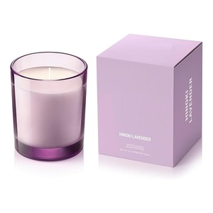 เทียนหอมกลิ่นลาเวนเดอร์ Hinoki พร้อมขวดสีม่วงสำหรับน้ำมันหอมระเหยในบ้านและสำนักงานสำหรับการส่งออก - Product Image 1