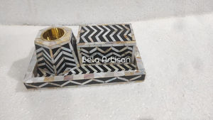 Juego de quemadores Chevron Bakhoor verde esmeralda con incrustaciones de nácar - Product Image 3