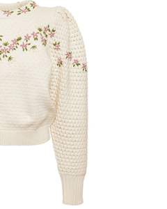 <b>Women</b> Floral Embroidered Knit Sweater Soft Warm Winter Pullover Textured Design Premium Cozy Knitwear Stylish Fashion - Product Image 3