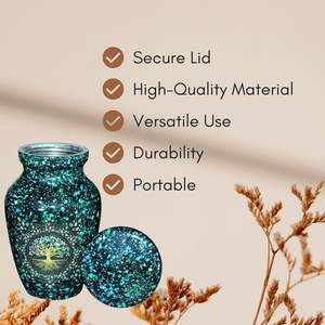 Elegante urna de metal hecha a mano Diseño de árbol de la vida para restos humanos y mascotas Jarrón de cremación simbólico con almacenamiento para cenizas - Product Image 5