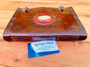 Journal en cuir à couverture rigide de Style luxueux Logo Unique gaufrage fil personnalisé couture cahier d'écriture à feuilles mobiles cadeau - Product Image 4