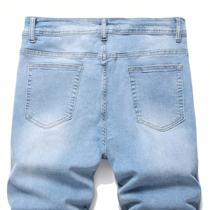 Men's High Waisted Distressed Long Jeans Color Printed Ripped Details Trendy Summer Casual <b>Fashion</b> for Youth men's shorts - Product Image 2