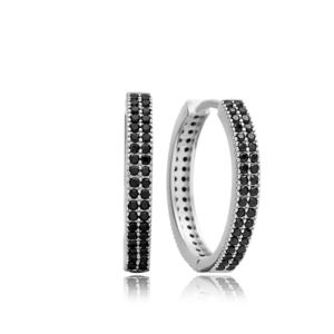 Pendientes de Aro con Circonita Negra, Joyería Fina Turca, Joyería Artesanal de Plata de Ley 925 al por Mayor - Product Image 4