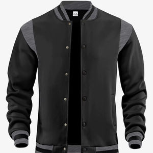 Veste universitaire de couleur unie de qualité supérieure pour hommes, uniforme de baseball ample à la mode, veste bombardier en toile imperméable et coupe-vent, veste décontractée - Product Image 1