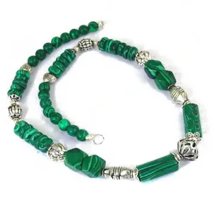 Collar de Plata de Ley 925 con Cuentas de Malaquita Verde para Mujer - Product Image 3