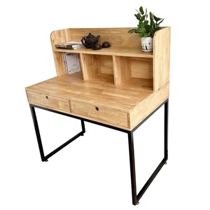 Table en bois de caoutchouc intégrée avec étagère et surface en PU, garantie 12 mois BD68088 - Product Image 2
