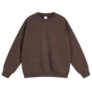 Sudadera Extra Grande Color Chocolate para Hombre, Felpa de Algodón Grueso, Cuello Redondo, Estilo Vintage Urbano - Product Image 1