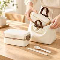 Fabrik-Großhandel Tragbare 304 Edelstahl Doppelschicht-Lunchbox Bento-Behälter-Set für Büro, Schule, Camping