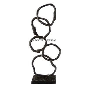 Ensemble de 3 sculptures de fantaisie plaquées or de haute qualité en aluminium coulé de haute qualité avec base en poudre de couleur noire - Product Image 3