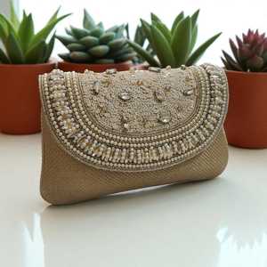Stylish evening flap <b>bag</b> with delicate beadwork wholesale exporters from India suitable for weddings parties and boutique buyers - Product Image 4