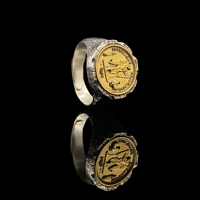 Bague en argent sterling 925 avec pièce de monnaie française, or antique, Le Coq Gaulois, ange, bande réglable, vintage, punk, art décoratif, bijoux de mariage