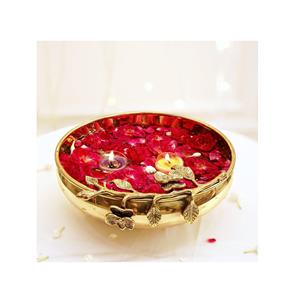 Bol en plumes de paon métalliques polies élégantes avec un design moderne pour la décoration de la maison et les fêtes 100% naturel - Product Image 2