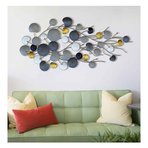 Art mural moderne en fer forgé avec support en toile, cadre doré, motif floral pour la décoration de salon - Product Image 5