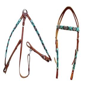 Headstall de cuero occidental de primera calidad con peto a juego y riendas de cuero incluidas, headstall de cuero de diseño personalizado - Product Image 1