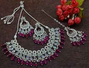 New Design AD Uncut Silver Plated Traditional & Fashionable Pearl & Kundan Studded Choker Necklace <b>Set</b> & <b>Jewellery</b> <b>Set</b> <b>for</b> Woman - Product Image 5